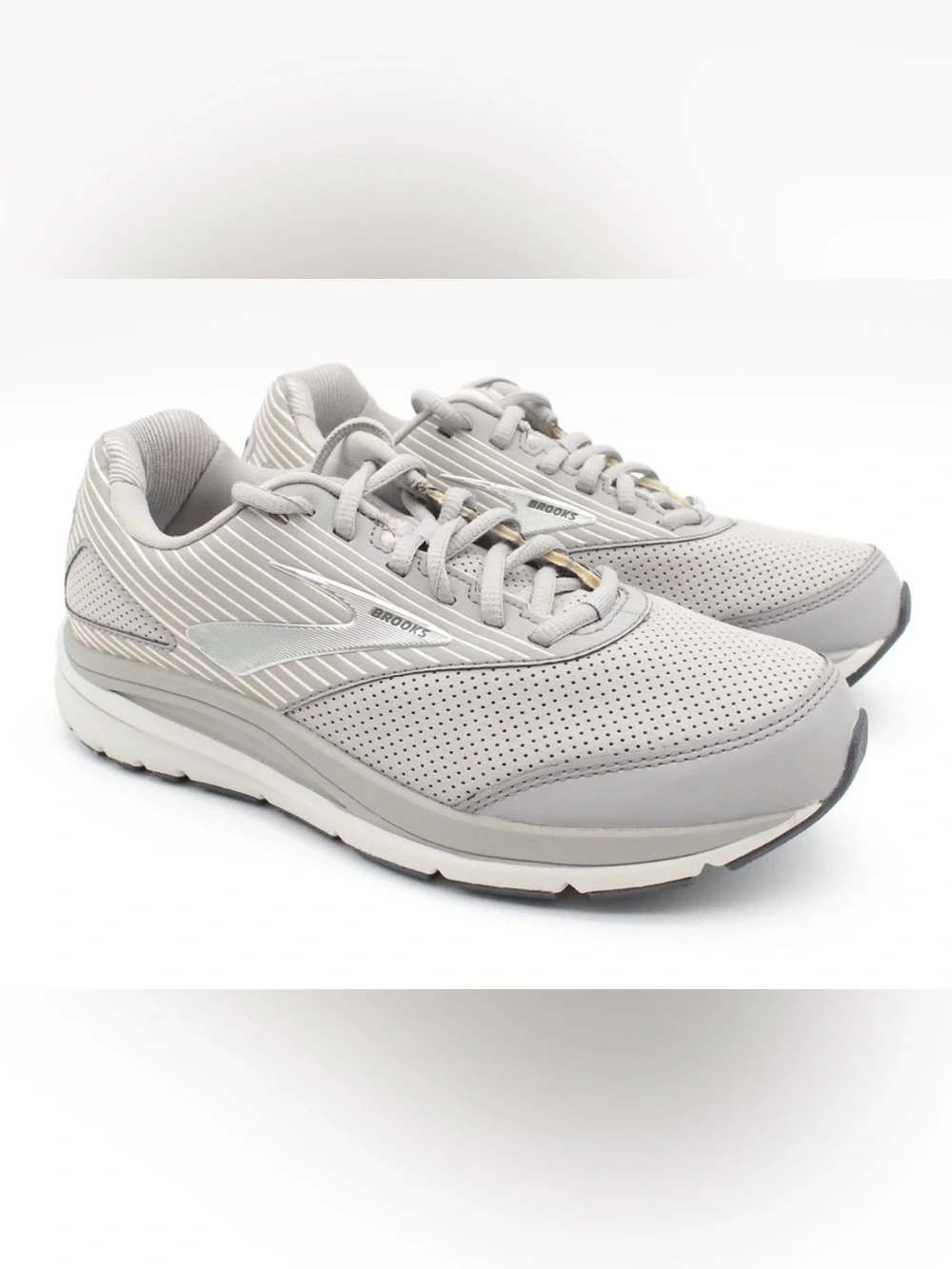 Brooks Women's Pale Gray Perforated Walking Sneakers - Picture 1 of 10